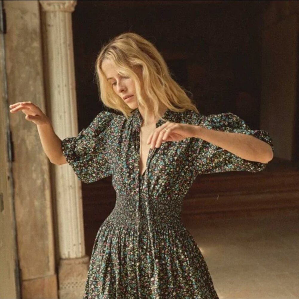 Doen Everly Dress |  Black Montpelier Floral | M | EUC